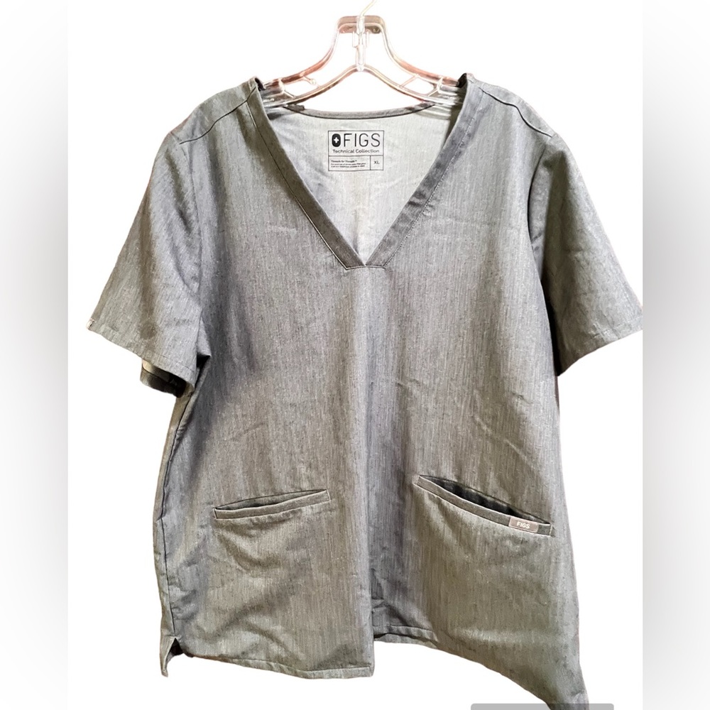 Figs womens grey‎ v-neck scrub shirt size xl-flaw noted hospital scrubs